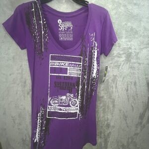 Western Grunge Purple Bike Rally Motorcycle Graphic T-Shirt Size M Indie Rocker